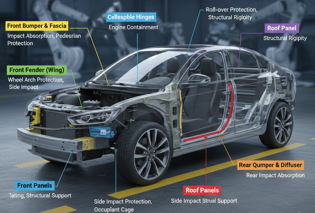 Types of Exterior Body Panels and Their Role in Vehicle Safety